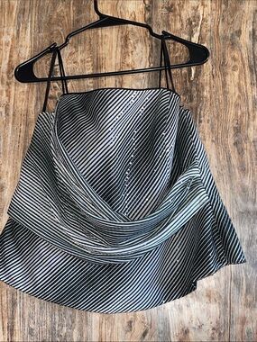 Black and White Striped Draped top
